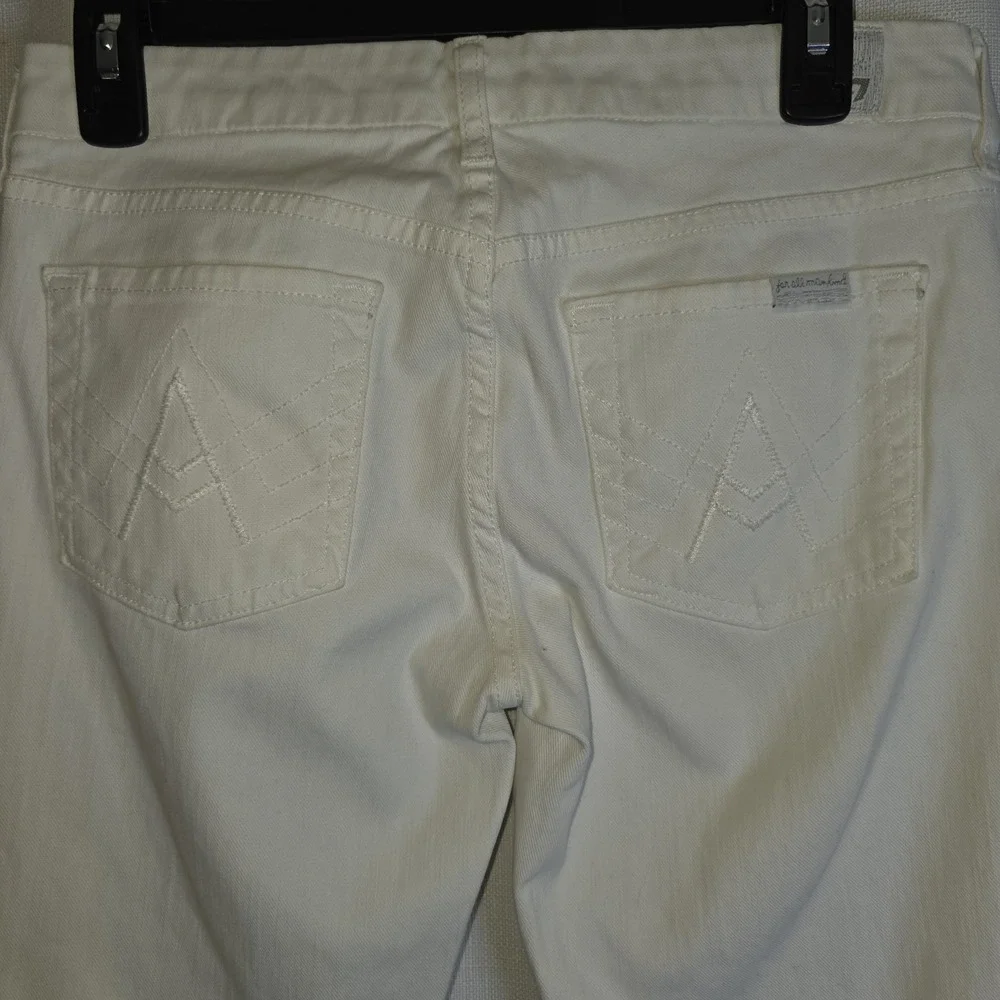 7 For All Mankind A Pocket Flare‎ Jeans White LowRise Size 26 Y2k